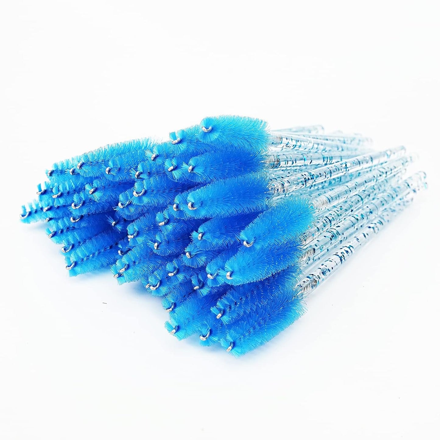 100 Pcs Crystal Eyelash Brush Mascara Wands Disposable Eyebrow/Lash Brushes for Eyelashes Extensions Eye Makeup Kit Lashes Applicator Tool Spoolies (Crystal Blue)