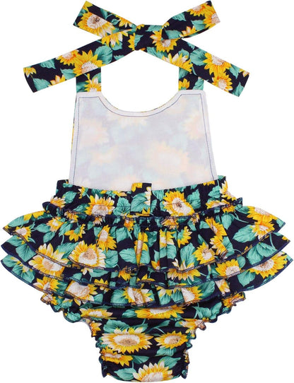 Kids Baby Girls Floral Romper Sunsuit Summer Outfit Set Clothes,9E59A,6-12 Months(Size M)