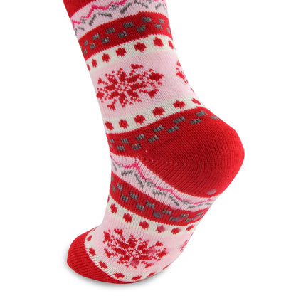 1Pair Women Fleece Slipper Socks Thermal Cozy Fuzzy Sherpa Christmas Socks Non-Skid US 5-11 Red