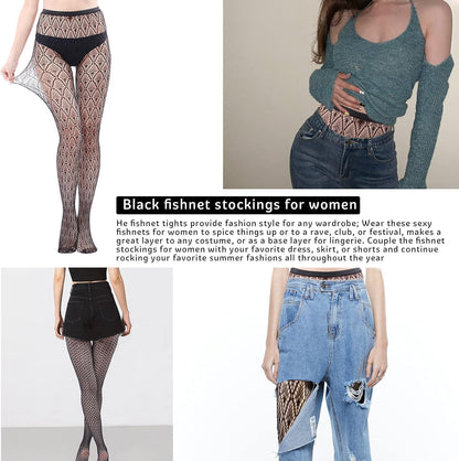 Fishnet Stockings for Women Lace Mesh Patterned Fishnet Leggings Tights Net Pantyhose