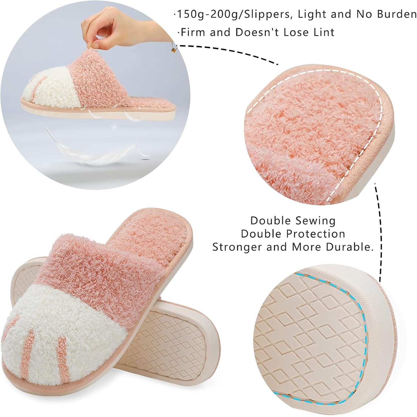 Cute Animal Slippers for Women Indoor Outdoor Memory Foam House Slippers Soft Warm Cozy Fuzzy Bedroom Non-Slip Shoes Christmas Gift Ladies Slippers