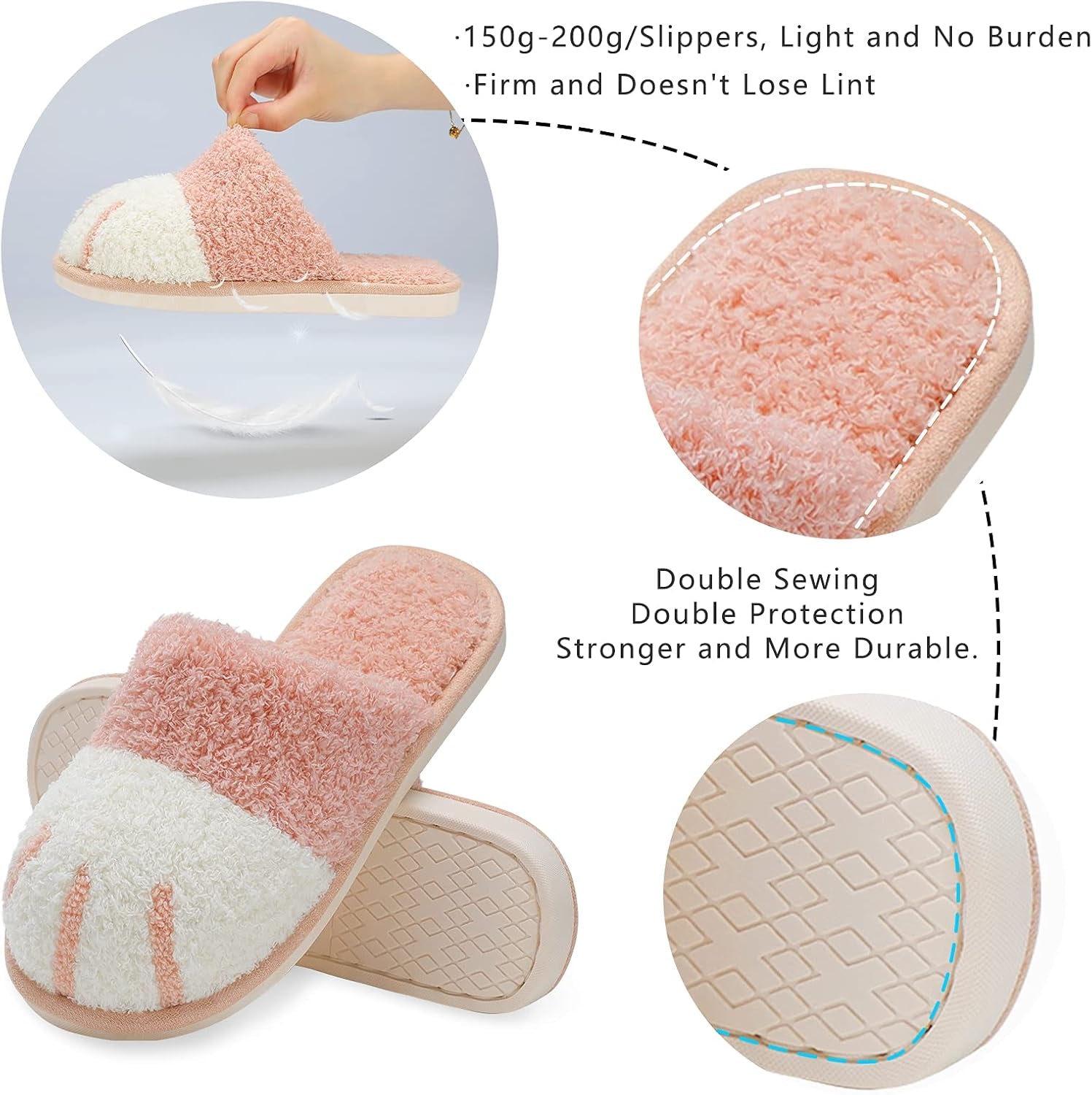 Cute Animal Slippers for Women Indoor Outdoor Memory Foam House Slippers Soft Warm Cozy Fuzzy Bedroom Non-Slip Shoes Christmas Gift Ladies Slippers