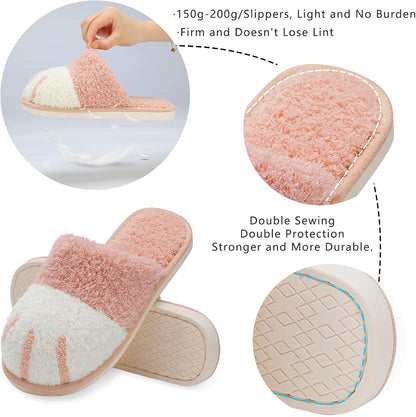 Cute Animal Slippers for Women Indoor Outdoor Memory Foam House Slippers Soft Warm Cozy Fuzzy Bedroom Non-Slip Shoes Christmas Gift Ladies Slippers