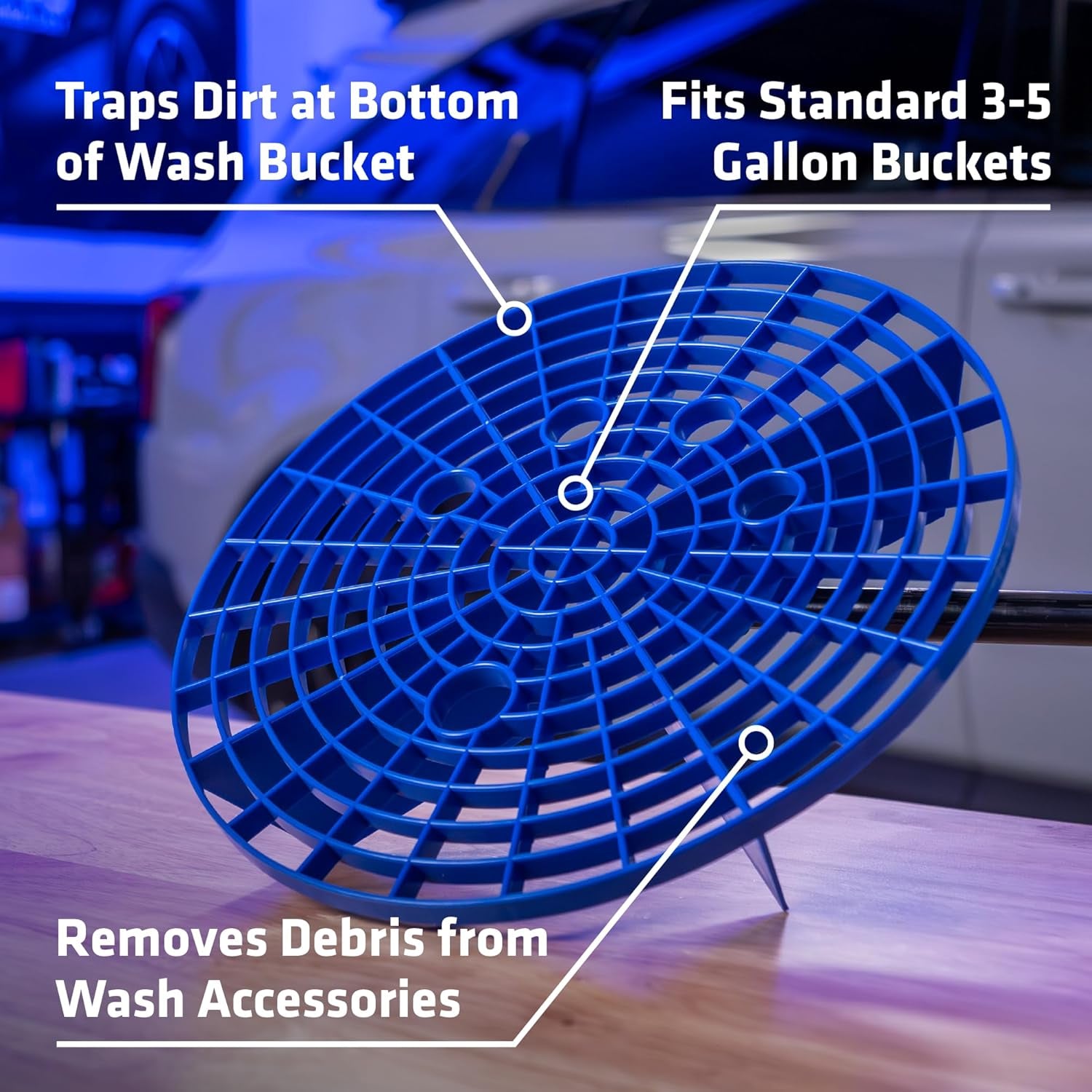 Automotive Bucket Insert Grit Trap for Car Wash and Detail Kits, Helps Remove Dirt and Debris from Microfiber, Mitts, Cloths, and Sponges, Blue