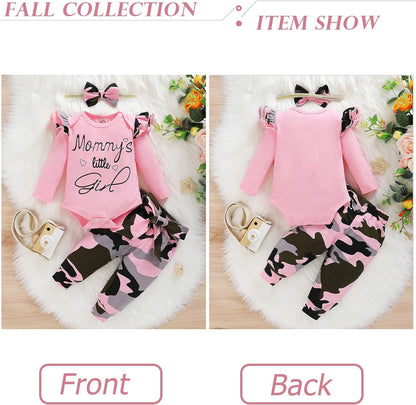 Infant Baby Girl Clothes Newborn Girl Outfit Long Sleeve Romper Pants Set Cute Baby Clothes for Girls Fall/Winter