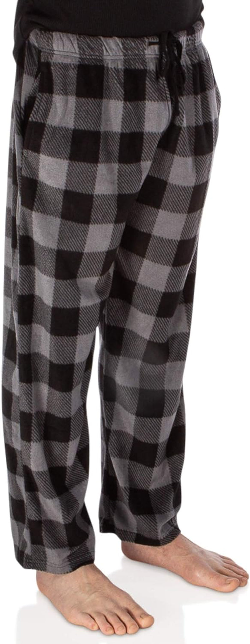 1Pack or 3Pack Mens PJ Pajama Pants Bottoms Fleece Lounge Pants Sleepwear Plaid Pjs with Pockets Microfleece