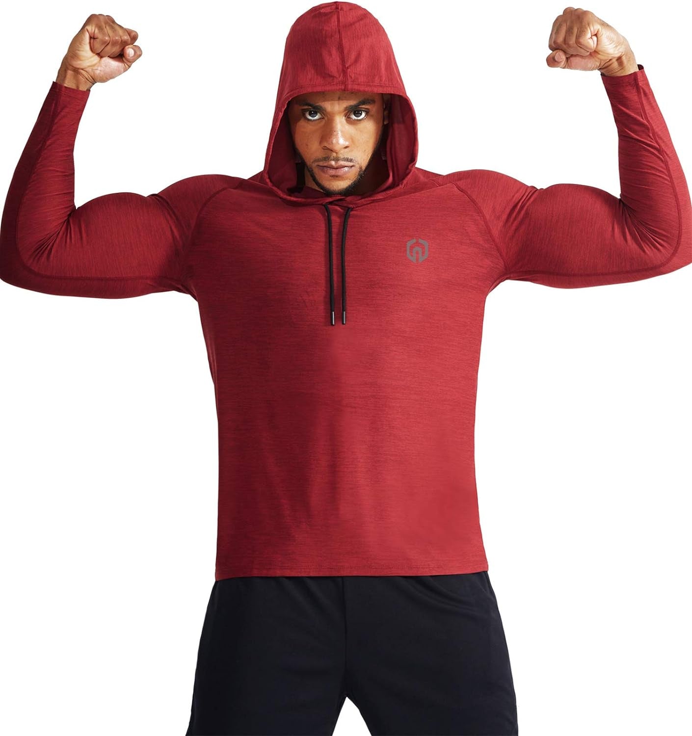 Men'S Dry Fit Athletic Shirt Workout Running Long Sleeve Shirts with Hoods