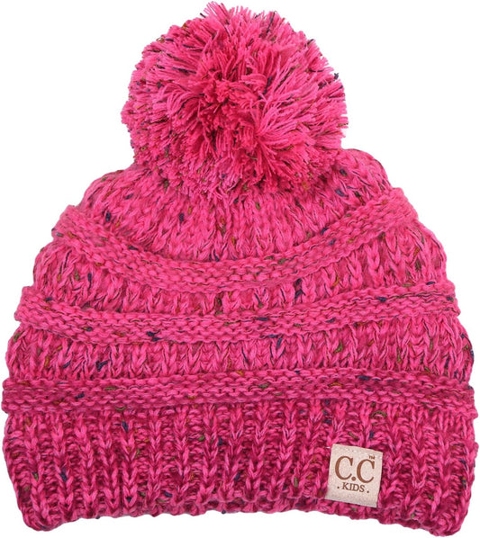 Kids Pom Beanie - Pink (Confetti)