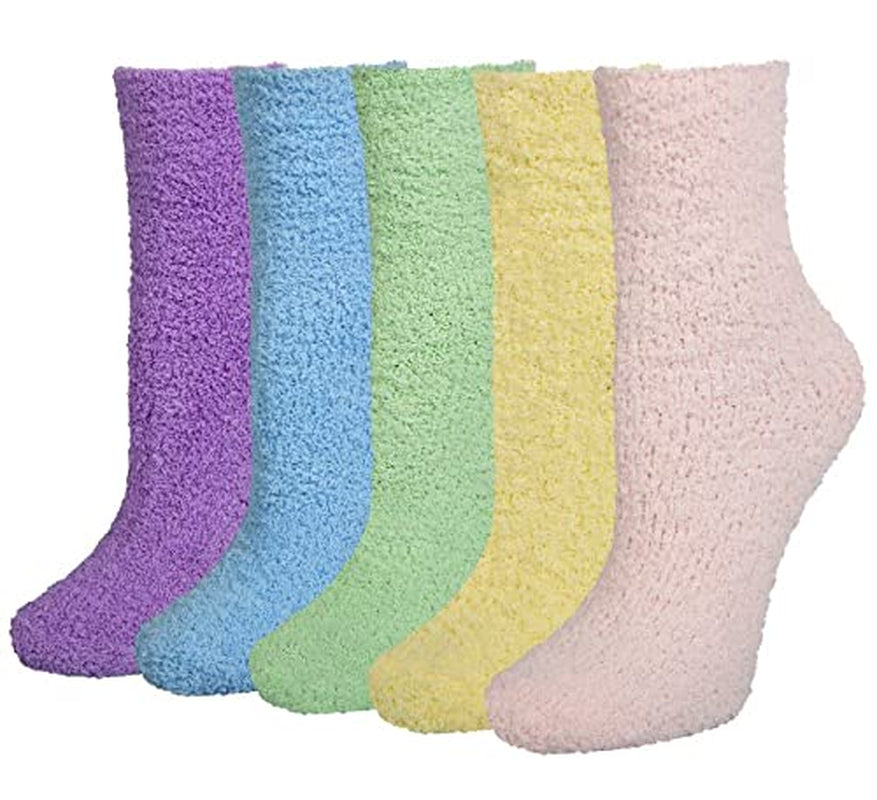 5 Pairs Fuzzy Socks for Women Soft Warm Slipper Socks Microfiber Cozy Socks Home Fluffy Christmas Socks(Pink)