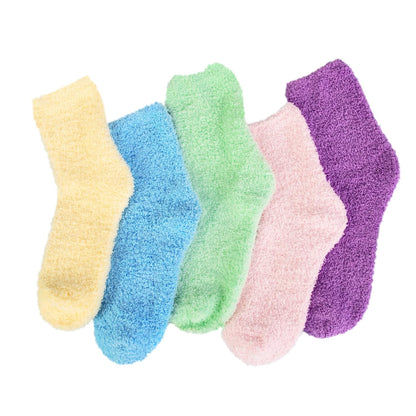 5 Pairs Fuzzy Socks for Women Soft Warm Slipper Socks Microfiber Cozy Socks Home Fluffy Christmas Socks(Pink)