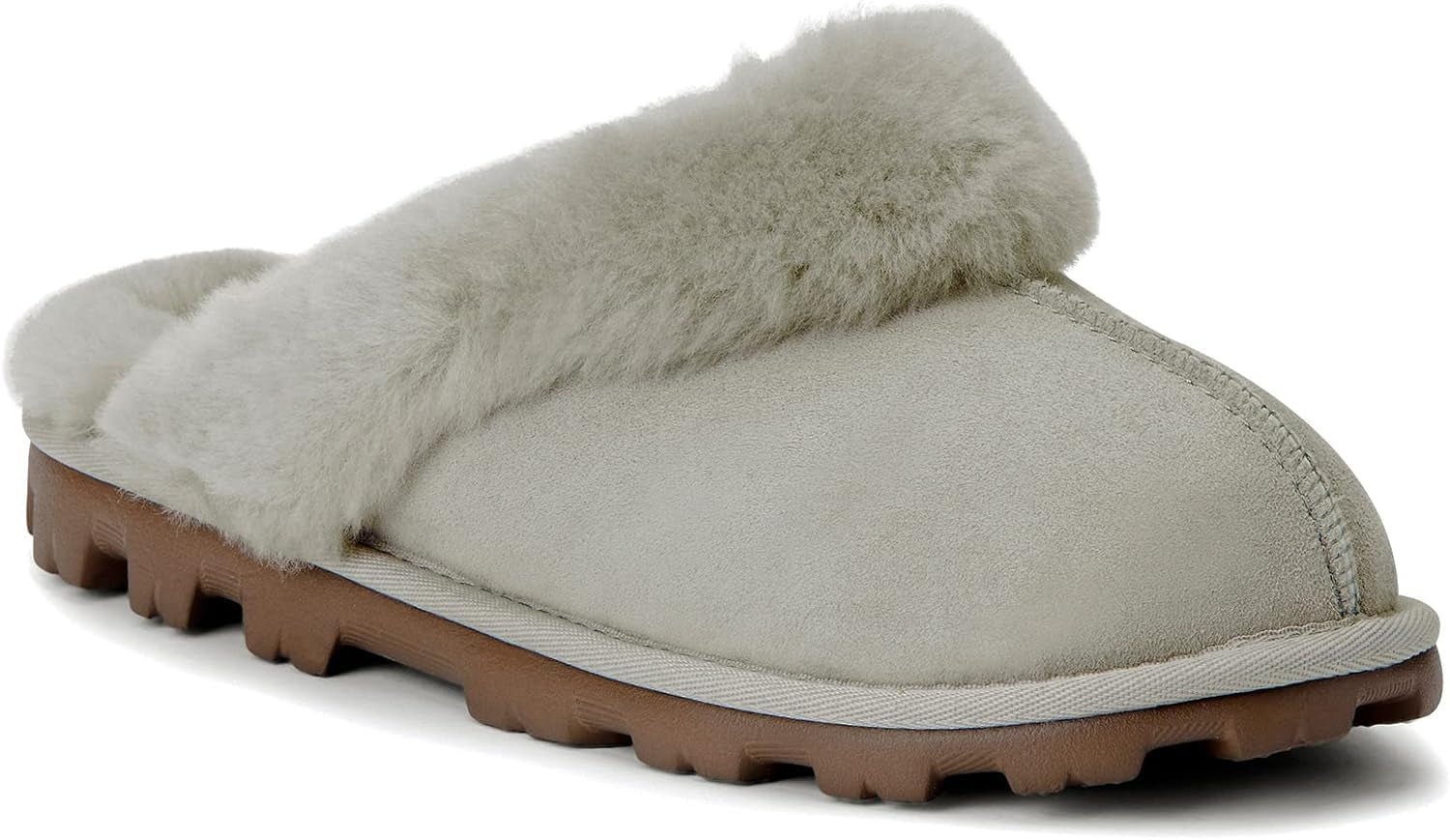 Genuine Australian Sheepskin Women Slippers, 100% Shearling Hard Bottom Slippers for Women Indoor and Outdoor Warm Fuzzy Wool Slippers