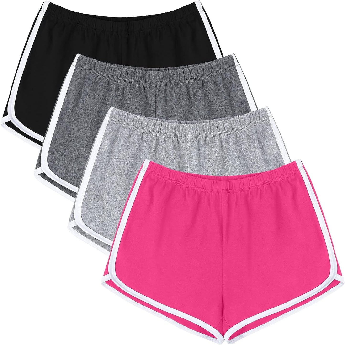 4 Pack Yoga Short Pants Cotton Sports Shorts Gym Dance Lounge Shorts Dolphin Running Athletic Shorts for Women