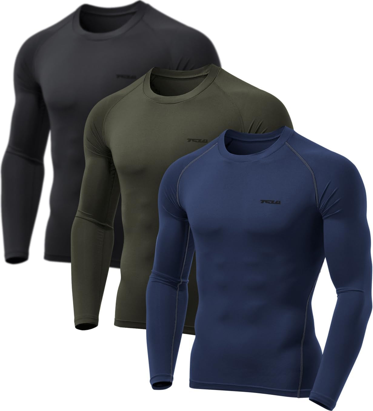 Men'S UPF 50+ Long Sleeve Compression Shirts, Athletic Workout Shirt, Water Sports Rash Guard