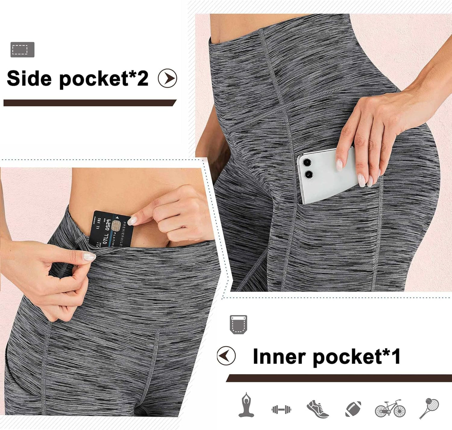 Yoga Shorts for Women with Pockets 8"/5" Biker Shorts for Women High Waisted Workout Shorts Compression Running Shorts