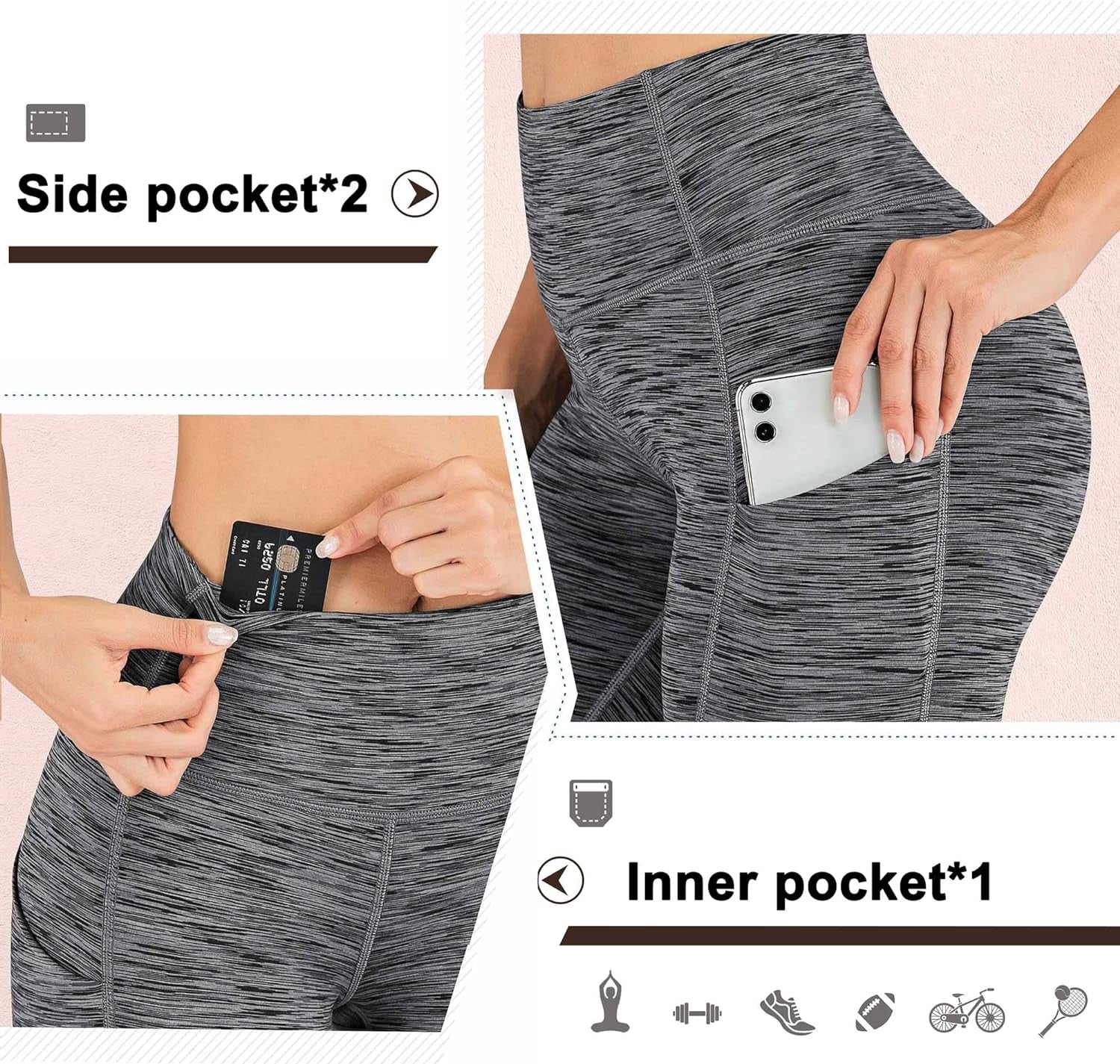 Yoga Shorts for Women with Pockets 8"/5" Biker Shorts for Women High Waisted Workout Shorts Compression Running Shorts