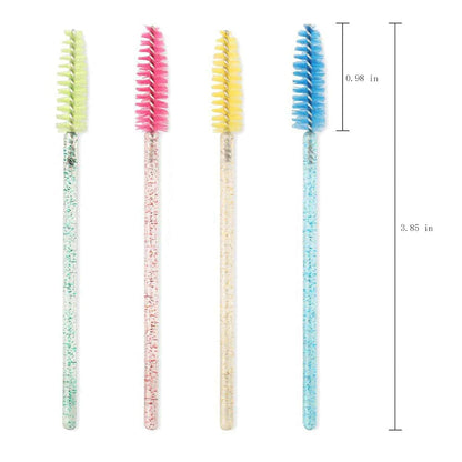 100 Pcs Crystal Eyelash Brush Mascara Wands Disposable Eyebrow/Lash Brushes for Eyelashes Extensions Eye Makeup Kit Lashes Applicator Tool Spoolies (Crystal Blue)