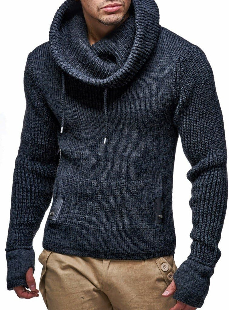 Men’S Knitted Pullover | Long-Sleeved Slim Fit Shirt | Basic Longsleeve Sweatshirt with Shawl Collar for Men