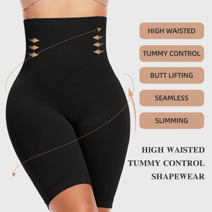 2 Packs Tummy Control Shapewear Shorts Faja Body Shaper for Women High-Waisted Thigh Slimming