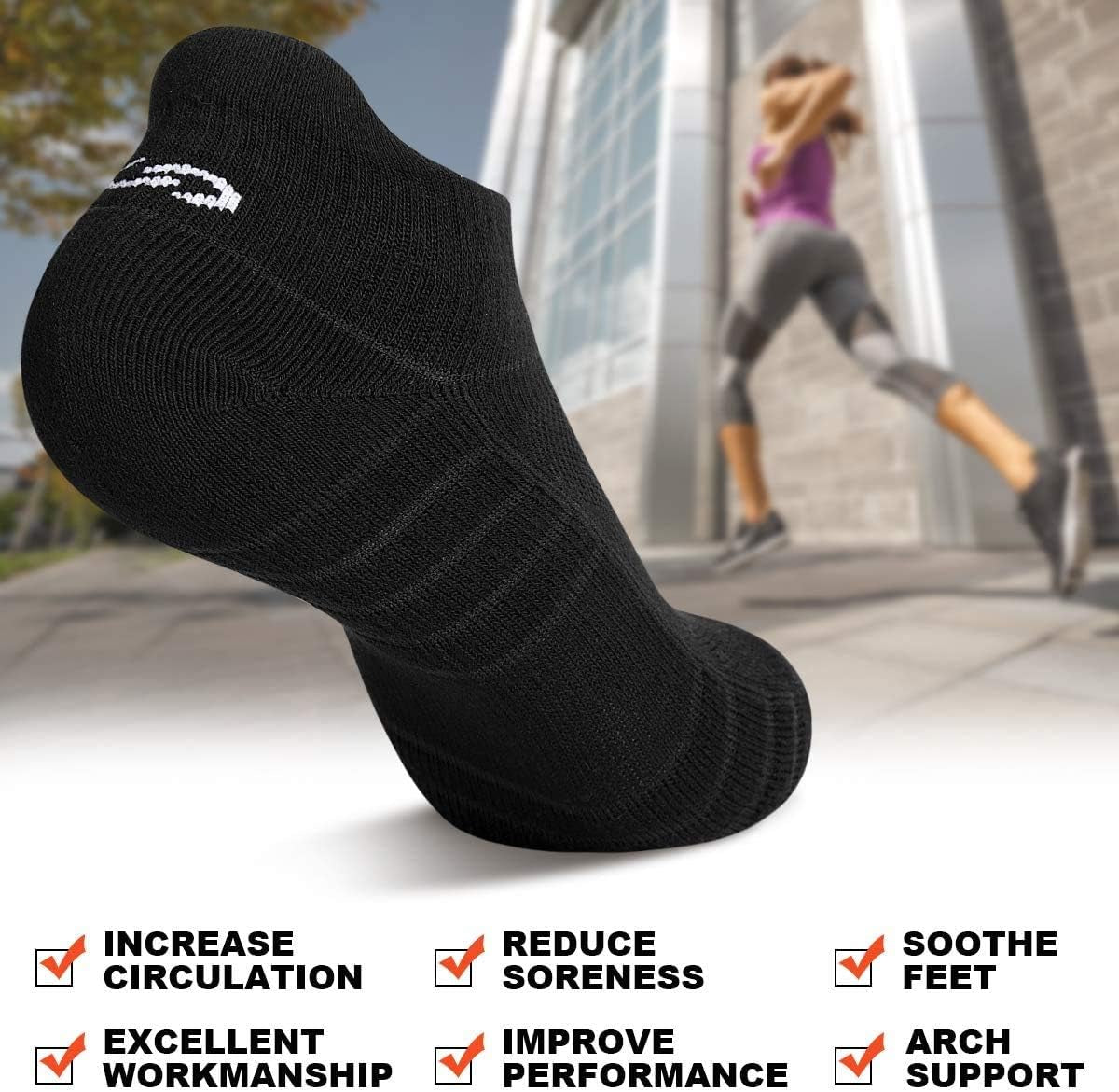 Athletic Running Ankle Socks, Low Cut Cushioned Anti-Blister Tab Sports Socks Men Women 6Pairs