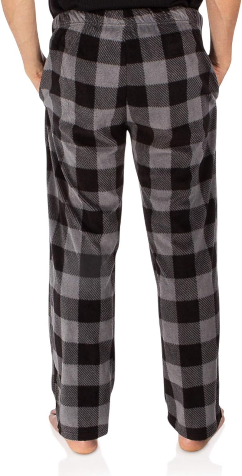 1Pack or 3Pack Mens PJ Pajama Pants Bottoms Fleece Lounge Pants Sleepwear Plaid Pjs with Pockets Microfleece