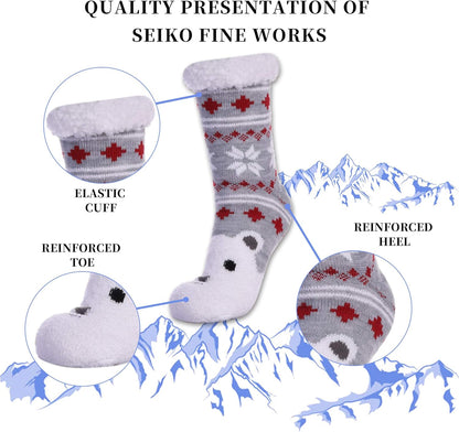 Slipper Socks for Women with Grippers, Winter Warm Fuzzy Indoor Christmas Gifts Socks