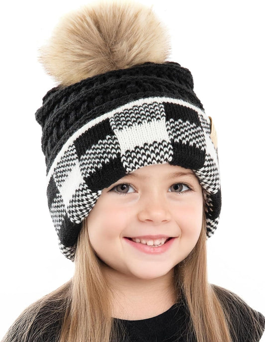 Kids Beanie Baby Toddler Cable Knit Children’S Pom Winter Hat