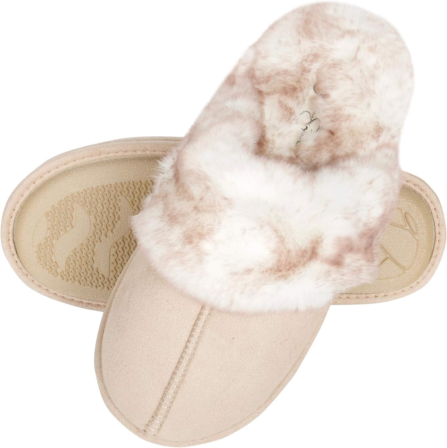 Women'S Comfy Faux Fur House Slipper Slip-On Scuff Memory Foam Soft Plush Lining