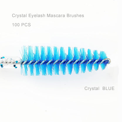 100 Pcs Crystal Eyelash Brush Mascara Wands Disposable Eyebrow/Lash Brushes for Eyelashes Extensions Eye Makeup Kit Lashes Applicator Tool Spoolies (Crystal Blue)