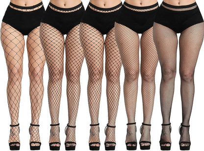 4-5 Pairs Fishnet Stockings Womens Lace Mesh Patterned Fishnet Leggings Tights Net Pantyhose