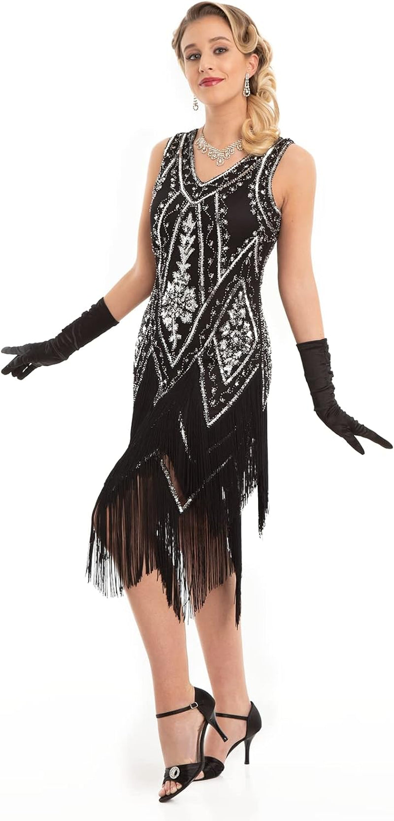 Women'S 1920S Flapper Dress Vintage Swing Fringed Gatsby Roaring 20S Dress