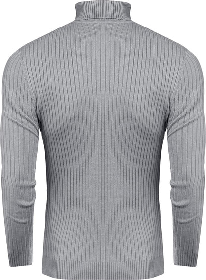 Mens Slim Fit Turtleneck Sweater Cable Knit Thermal Pullover Sweater