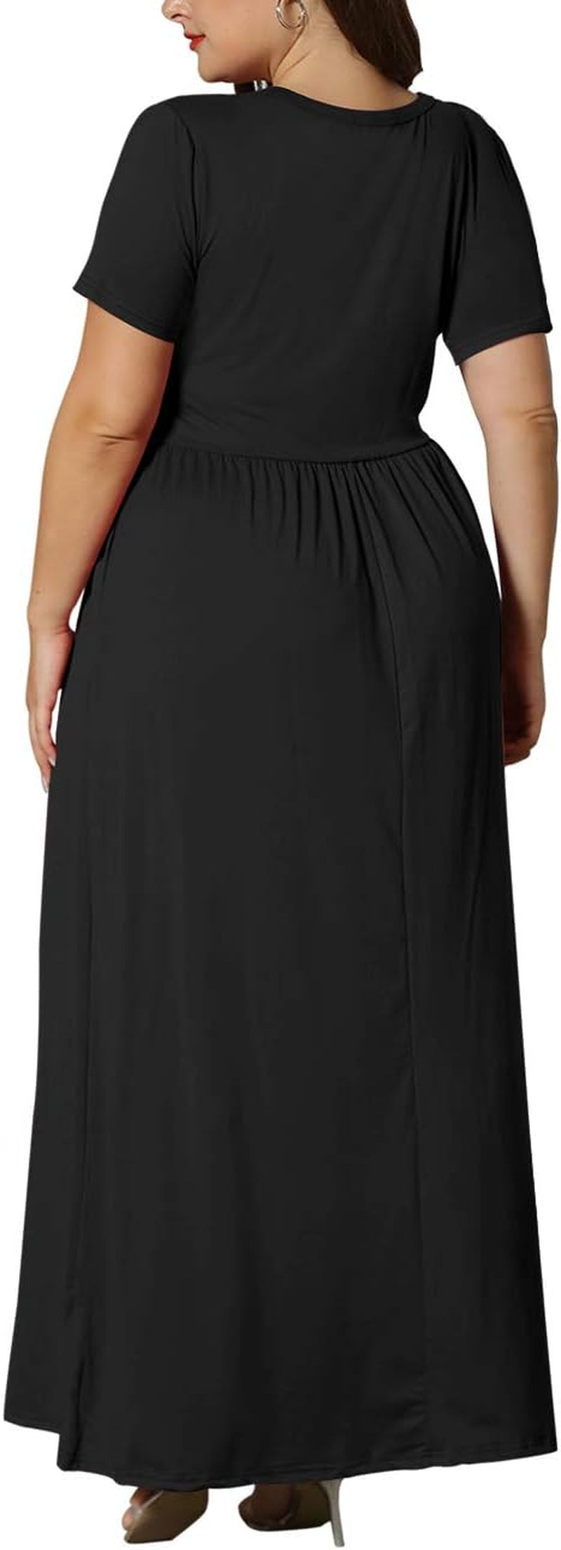 Women’S plus Size Maxi Dresses for Curvy Women Summer Casual Short Sleeve Long Dress with Pockets