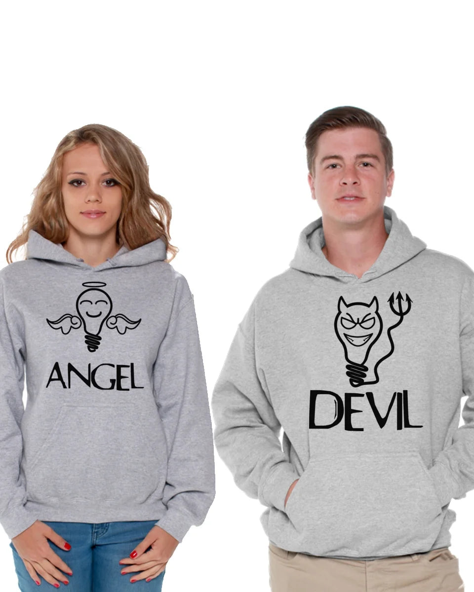 Couple Hoodies Angel and Devil Funny Couple Sweaters Angel Sweatshirt for Women Devil Sweater for Men Valentines Day Funny Gifts for Boyfriend Girlfriend Gifts Matching Couple Hoodies