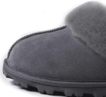 Genuine Australian Sheepskin Women Slippers, 100% Shearling Hard Bottom Slippers for Women Indoor and Outdoor Warm Fuzzy Wool Slippers