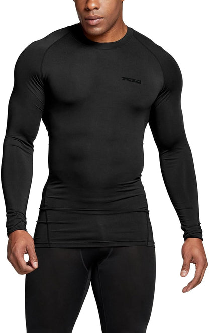 Men'S UPF 50+ Long Sleeve Compression Shirts, Athletic Workout Shirt, Water Sports Rash Guard