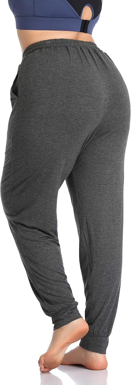 Women'S plus Size Casual Lounge Yoga Pants Comfy Relaxed Joggers Pants Drawstring with Pockets