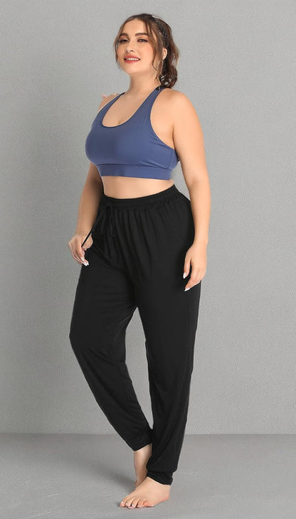 Women'S plus Size Casual Lounge Yoga Pants Comfy Relaxed Joggers Pants Drawstring with Pockets