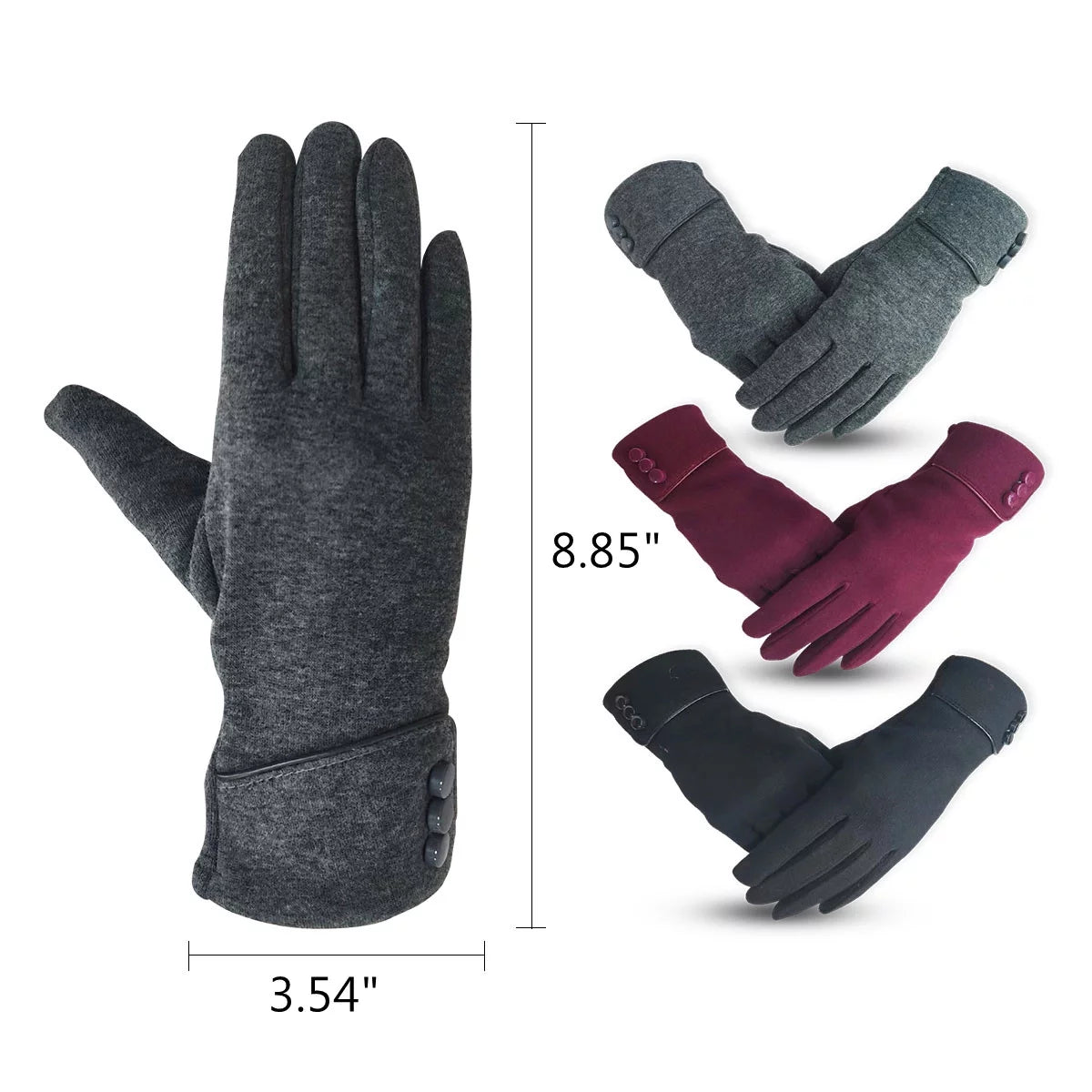 Winter Gloves for Women with Touchscreen Fingers Screen Texting Fingers Cell Phone Gloves Warm Vintage Gloves for Girls Winter 3 Pairs