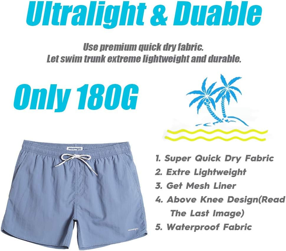 Mens Swim Trunks 5" with Mesh Lining Quick Dry Bathing Suits for Men Swim Shorts Swimwear