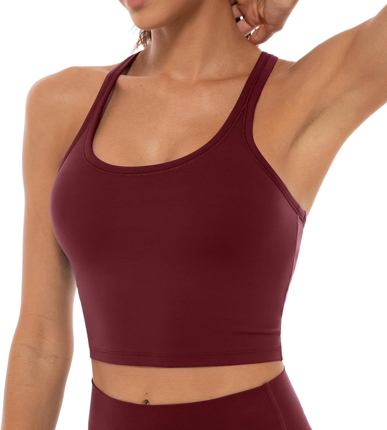 Women'S Racerback Sports Bras Yoga Crop Top with Built in Bra