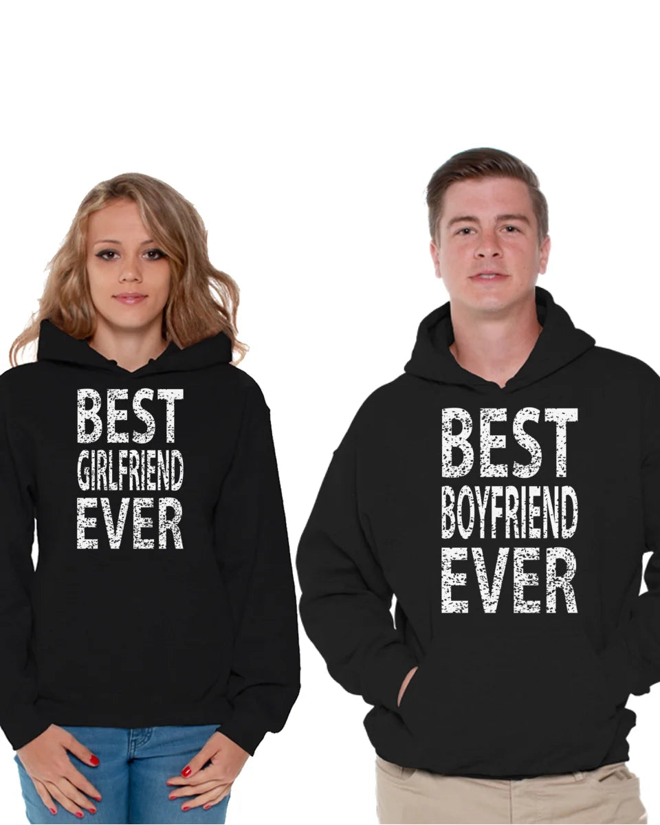 Girlfriend Boyfriend Matching Couple Hoodies Best Girlfriend Ever Sweatshirt Best Boyfriend Ever Sweater Valentine'S Day Cute Matching Couple Sweaters Boyfriend Hoodie Girlfriend Hoodie