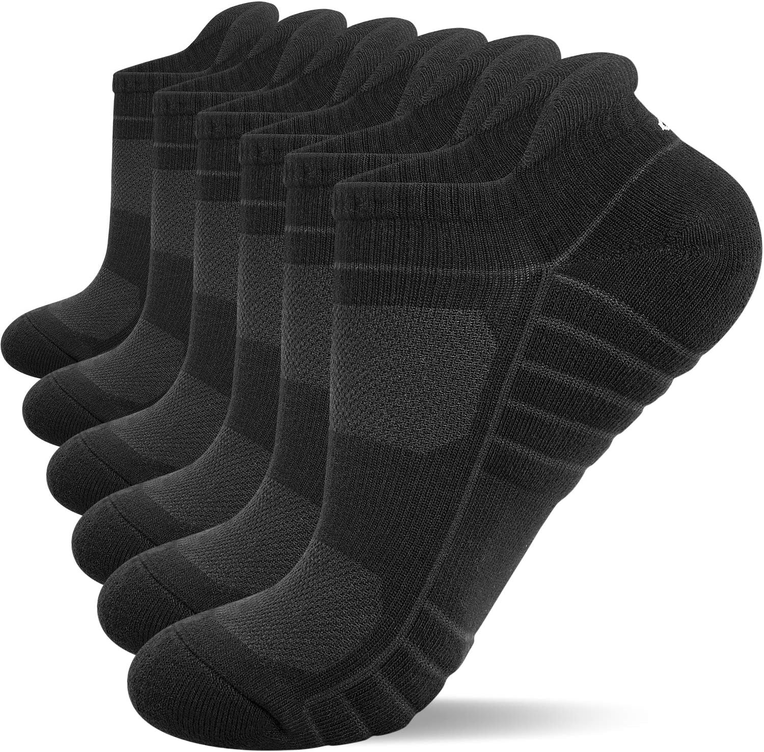 Athletic Running Ankle Socks, Low Cut Cushioned Anti-Blister Tab Sports Socks Men Women 6Pairs