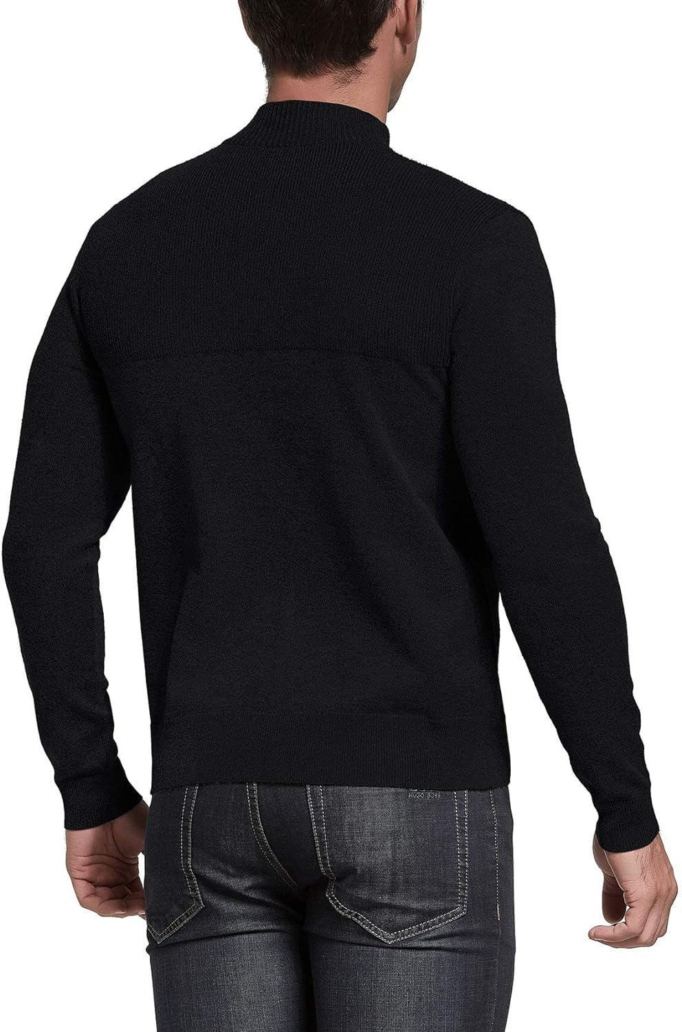 Mens Slim Fit Zip up Mock Neck Polo Sweater Casual Long Sleeve Sweater and Pullover Sweaters with Ribbing Edge