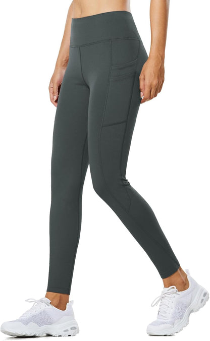 Women'S Fleece Lined Leggings Water Resistant Thermal Winter Warm Tights High Waisted with Pockets Running Gear