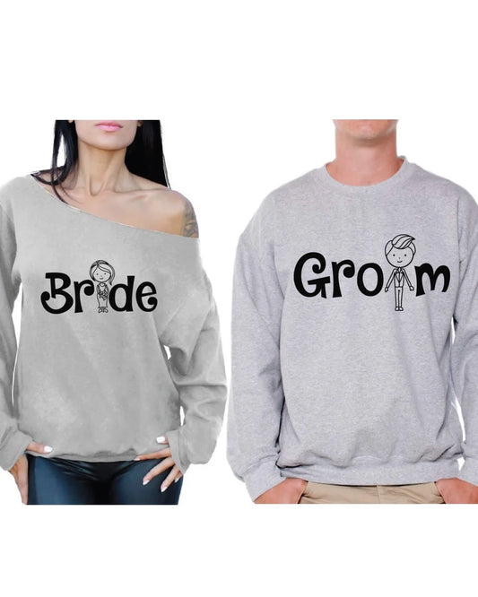 Bride and Groom Couple Sweatshirts Matching Bride and Groom Sweaters for Couples Cute Engagement Party Sweatshirts Valentine'S Day Gift Bride off Shoulder Sweatshirt Groom Sweater