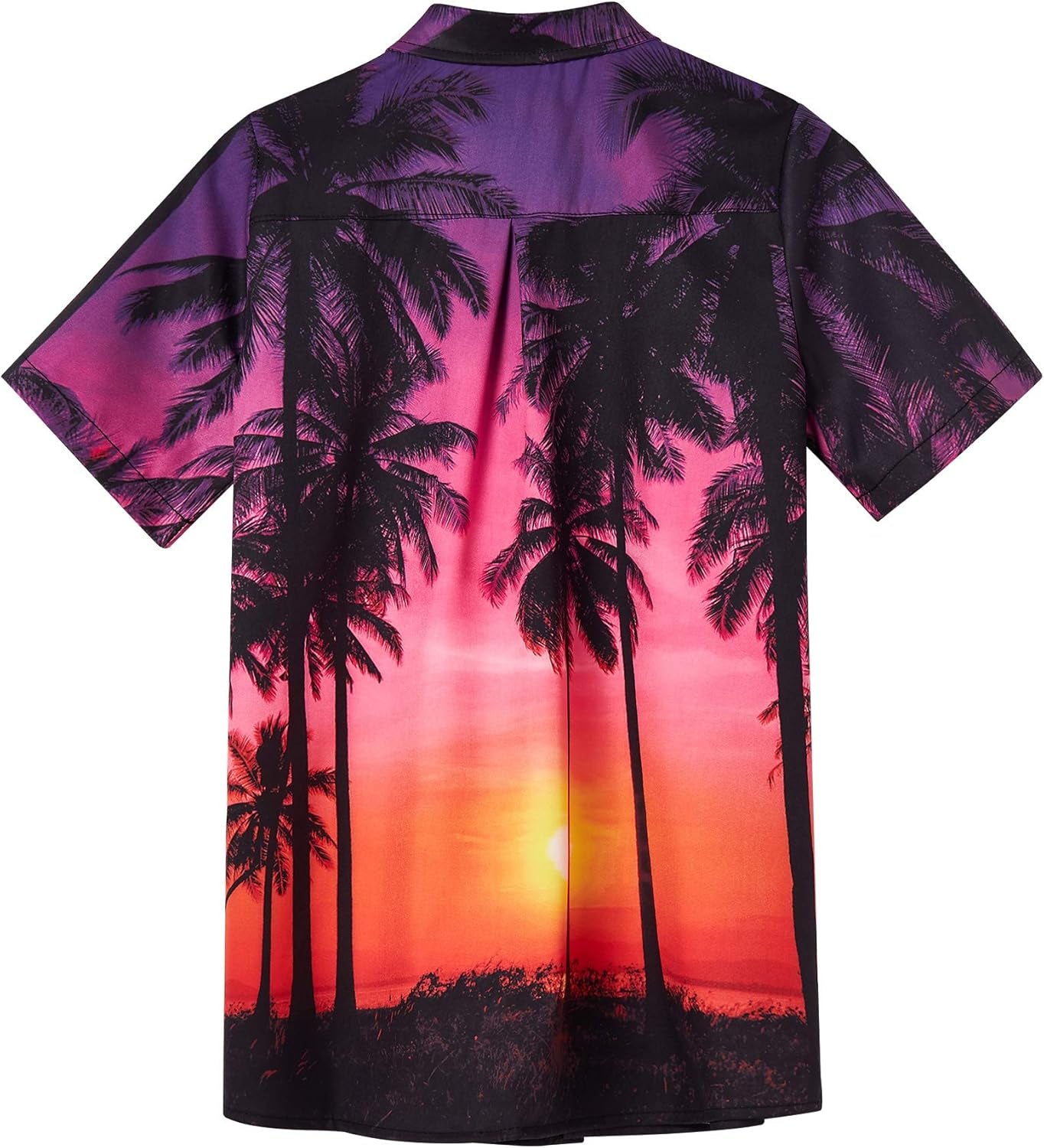 7 8 Years Old Boys Hawaiian Shirts for Kids 3D Printed Olive Green Palm Tree Purple Yellow Sky T-Shirt Little Boy Summer Short Sleeve Tops Child Cool and Comfy Tops Student Slim Fit Beach Tees