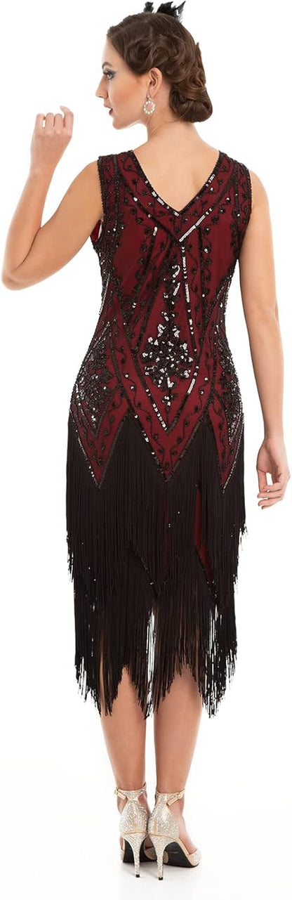 Women'S 1920S Flapper Dress Vintage Swing Fringed Gatsby Roaring 20S Dress