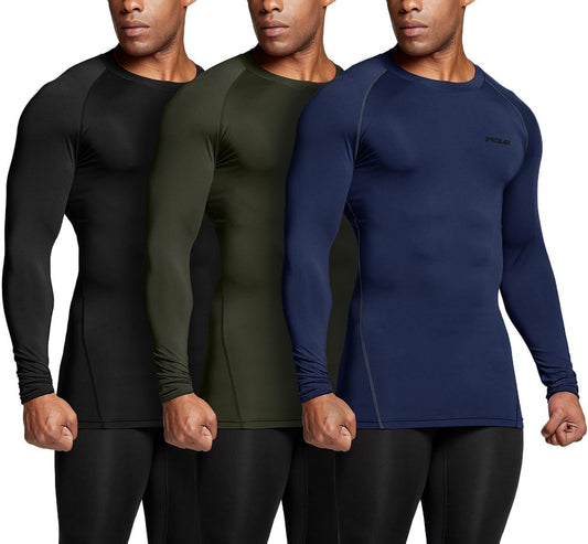 Men'S UPF 50+ Long Sleeve Compression Shirts, Athletic Workout Shirt, Water Sports Rash Guard