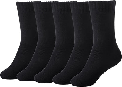 Womens 5 Pairs Soft Thick Comfort Casual Cotton Warm Wool Crew Winter Socks