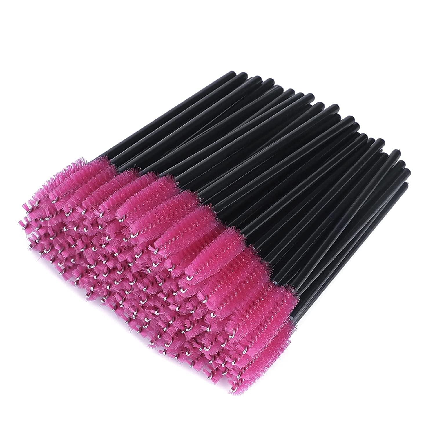 100PCS Disposable Eyelash Brushes, Mascara Wands Applicator Makeup Kits, Eyelash Spoolies Brushes for Eyelash Extensions and Eyebrows (Rose)